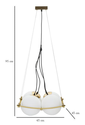 Suspension géométrique JAPON métal doré et verre blanc