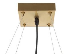 Suspension géométrique JAPON métal doré et verre blanc