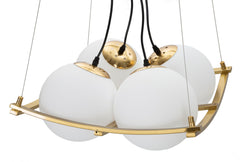 Suspension géométrique JAPON métal doré et verre blanc