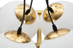Suspension géométrique JAPON métal doré et verre blanc