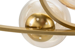 Plafonnier en métal doré 5 lumières verre blanc