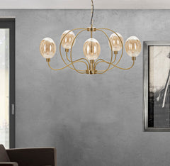 Lampe de plafond Vienne Métal Doré et Verre Fumé