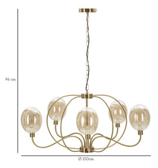 Lampe de plafond Vienne Métal Doré et Verre Fumé