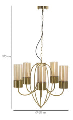 Plafonnier 5 lumières Versailles Métal Doré et Verre