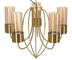 Plafonnier 5 lumières Versailles Métal Doré et Verre