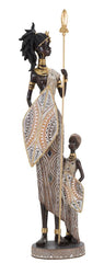 Statuette femme indigène avec lance et bouclier