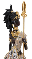 Statuette femme indigène avec lance et bouclier
