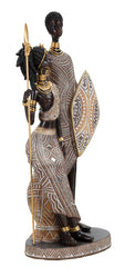 Statuette couple indigène avec lance et bouclier