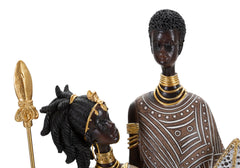 Statuette couple indigène avec lance et bouclier