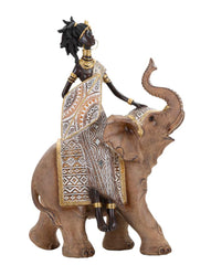 Statuette Femme Indigène sur Éléphant