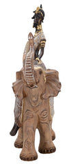 Statuette Femme Indigène sur Éléphant