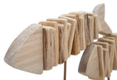 Sculpture poisson en bois socle bois