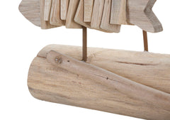 Sculpture poisson en bois socle bois