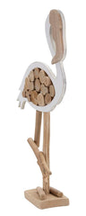 Sculpture Flamant en bois naturel