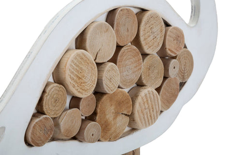 Sculpture Flamant en bois naturel