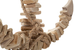 Sculpture suspendue Ancre en bois naturel