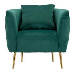 Fauteuil Bucarest Tissu Vert pieds dorés
