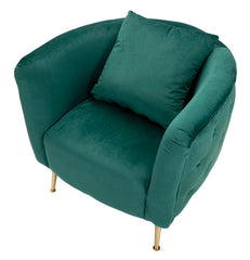 Fauteuil Bucarest Tissu Vert pieds dorés