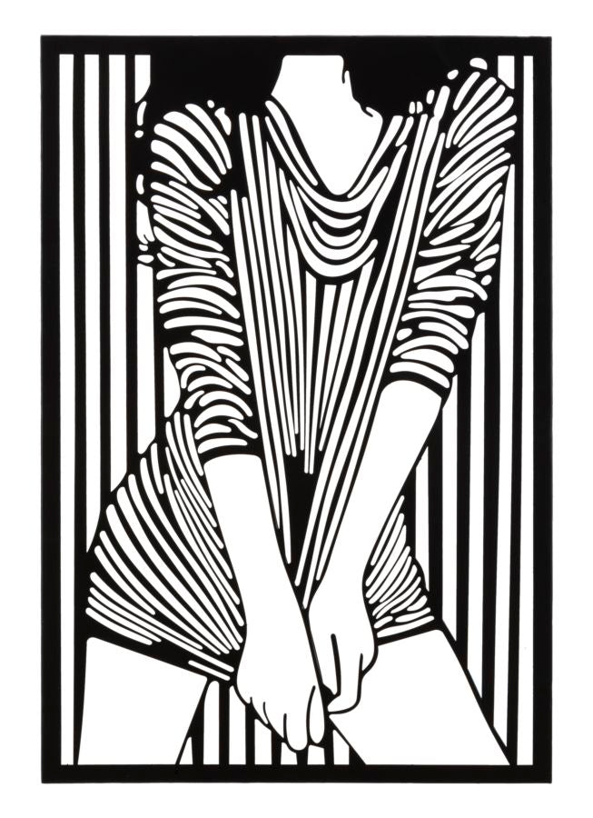 Panel decorativo de pared 3D metal Negro Chica a rayas