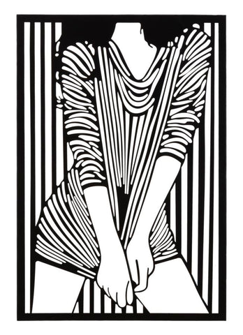Panel decorativo de pared 3D metal Negro Chica a rayas