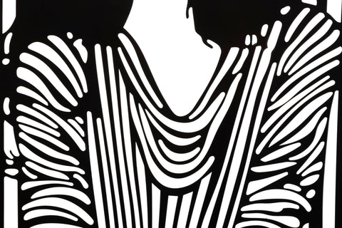 Panel decorativo de pared 3D metal Negro Chica a rayas