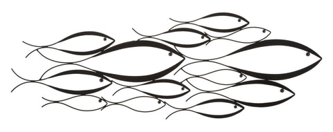 Panneau mural décoratif 3D Poissons métal Noir