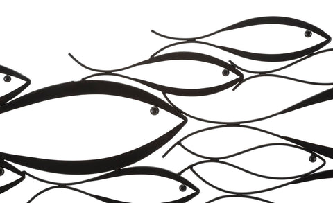 Panneau mural décoratif 3D Poissons métal Noir