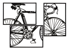 Panneau mural décoratif 3D vélo métal Noir ensemble de 3 pcs