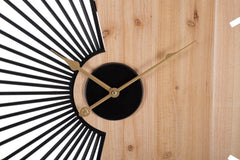 Horloge murale ronde métal et bois design rayons du soleil