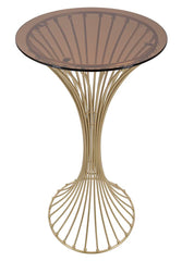 Table ronde Centur Métal Doré plateau Verre Fumé
