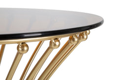 Table ronde Centur Métal Doré plateau Verre Fumé
