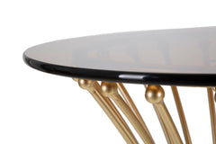 Table ronde Centur métal doré plateau verre fumé