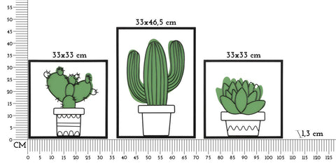 WALL PANEL CACTUS SET 3 PCS 33X1,3X46,5-33X1,3X33