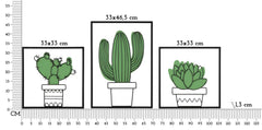 WALL PANEL CACTUS SET 3 PCS 33X1,3X46,5-33X1,3X33
