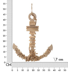 Sculpture suspendue Ancre en bois naturel