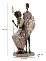 Statuette couple indigène avec lance et bouclier