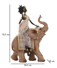 Statuette Femme Indigène sur Éléphant