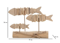 Sculpture poisson en bois socle bois