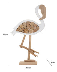 Sculpture Flamant en bois naturel