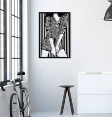 Panneau mural décoratif 3D métal Noir Fille rayée