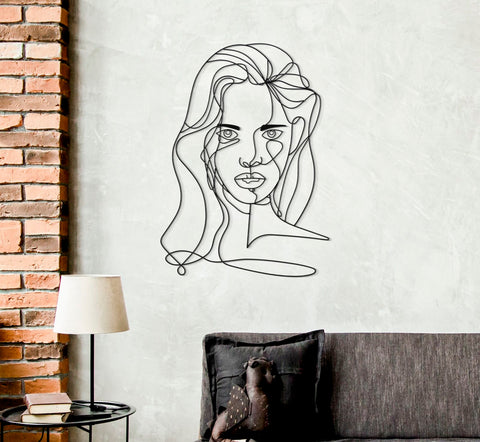 Panneau mural décoratif 3D Métal Noir visage de fille