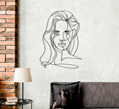 Panneau mural décoratif 3D Métal Noir visage de fille