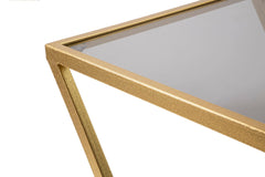 Table d'appoint paire métal doré plateau en verre fumé