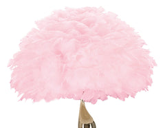 Lampe sur pied Slim Métal Doré abat-jour Plumes Rose