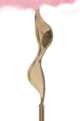 Lampe sur pied Slim Métal Doré abat-jour Plumes Rose
