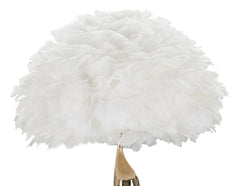 Lampe de sol Slim Métal doré Abat-jour en plumes Blanches