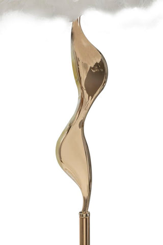 Lámpara de pie Slim Metal dorado Pantalla de plumas blancas