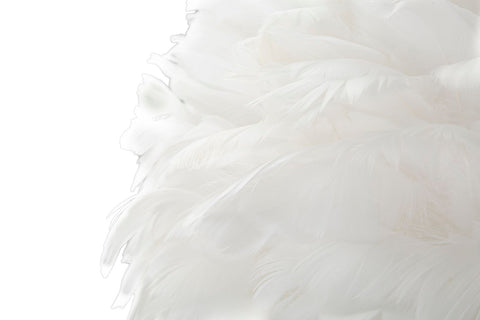 Lámpara de pie Slim Metal dorado Pantalla de plumas blancas