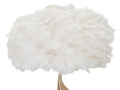 Lampe de table Slim métal doré abat-jour en plumes blanches