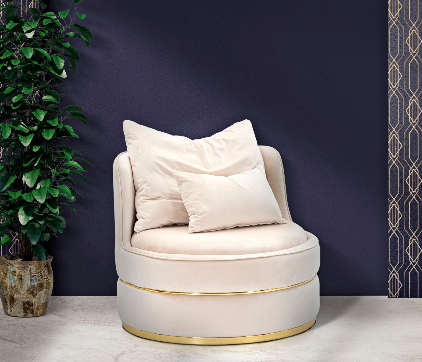 ARMCHAIR PARIS SPACE CREMA/GOLD CM Ø 84X72